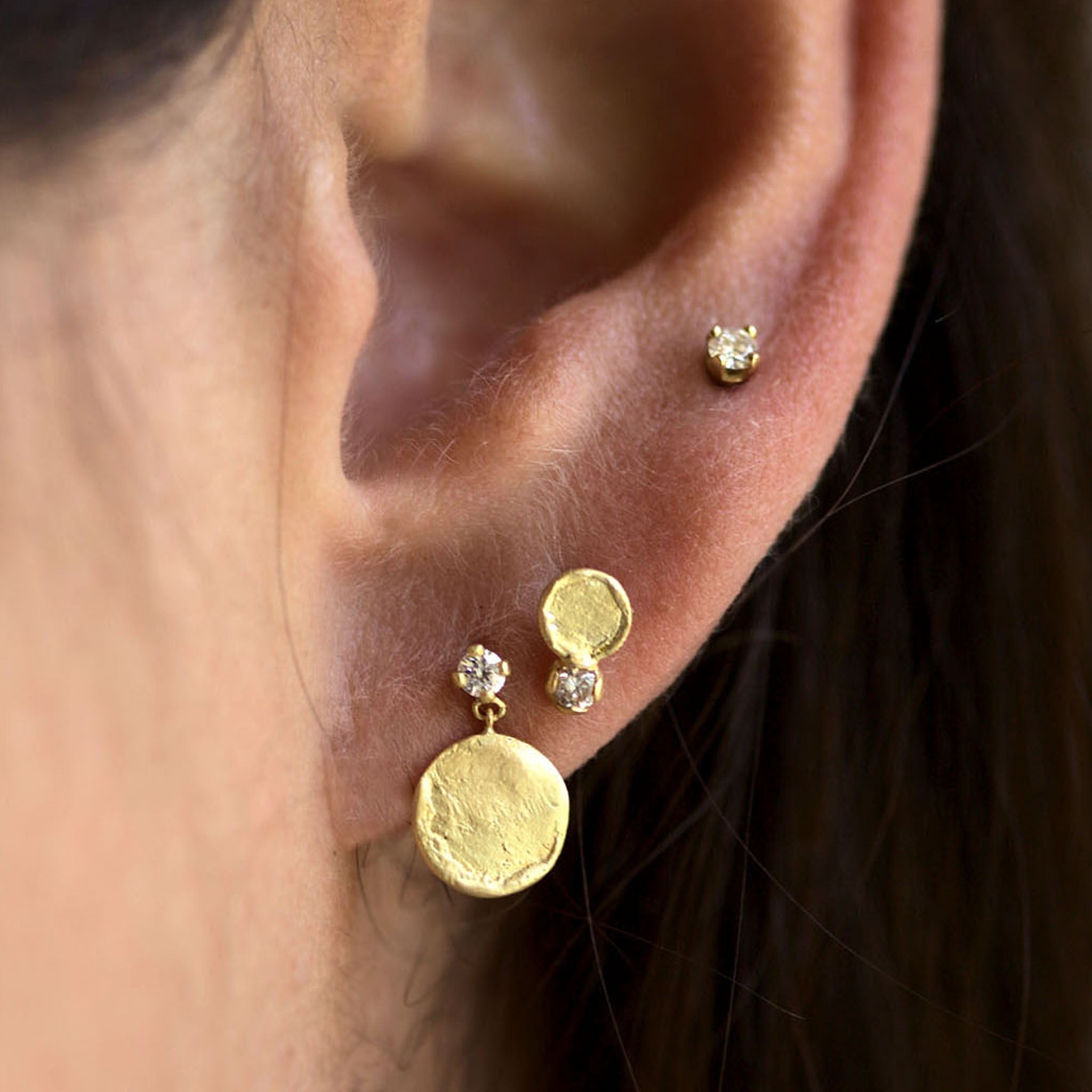 18ct Yellow Gold Brilliant Diamond Disc Ear Studs
